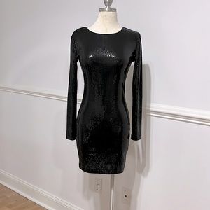 black sequin dress